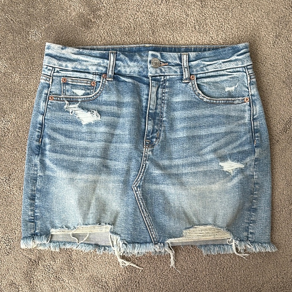 American Eagle Outfitters distressed denim mini skirt